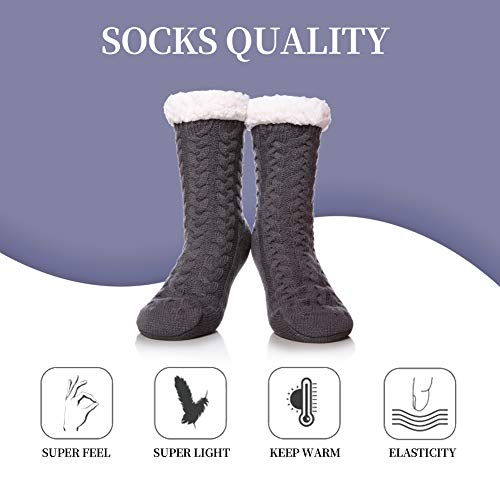 Sdbing Women's Winter Super Soft Warm Cozy Fuzzy Fleece-Lined With Grippers Slipper Socks (Gray A) #TOP4