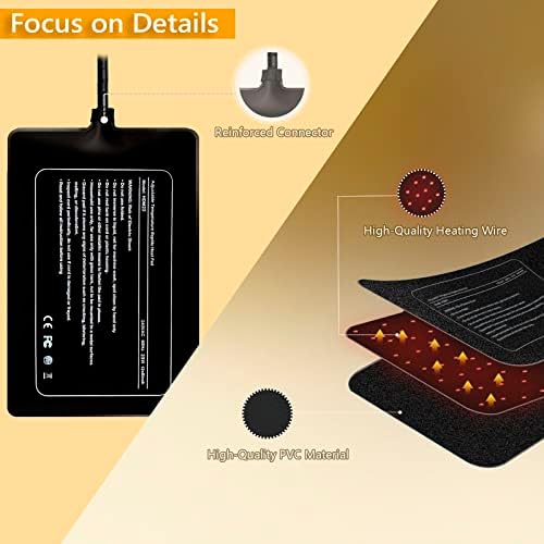 FIPASEN Reptile Heating Mat with Temperature Adjustment, 8x12 Inch Terrarium Heat Mat for Tortoise/Snakes/Lizard/Gecko/Hermit Crab/Frog/Spider/Insect Breeding/Plant Box - Upgraded Reptile Heating Pad