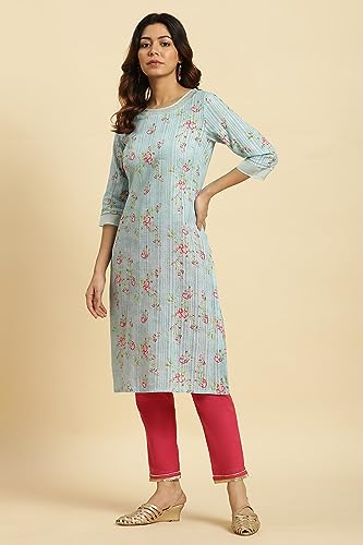 Image of W for Woman Women's Cotton Relaxed Fit Casual Floral Printed Light Festive Kurta