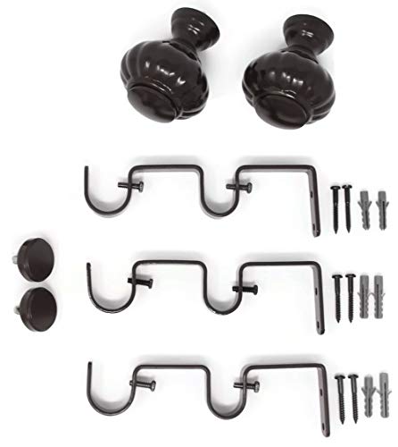 Urbanest Door Knob Flat Button 1" 3/4" Double Drapery Curtain Window Rod Set - 84" To 120", Bronze #TOP1