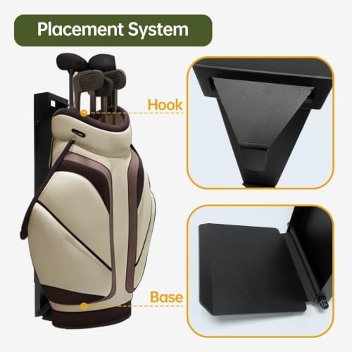 Image of Wall Mount Golf Bag Storage Stand for Golf Bag Rack Black, Adjustable