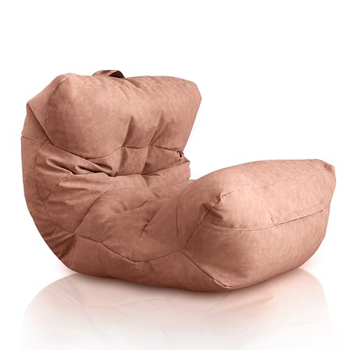 Aiire Puff Salon de Lujo Moderno - Sofa Puf con Relleno Incluido Gigante de Diseño en Polipiel Premium - Bean Bag Chair Grande para Adultos o Decoracion Habitacion Juvenil - Puffs XXL Rosa
