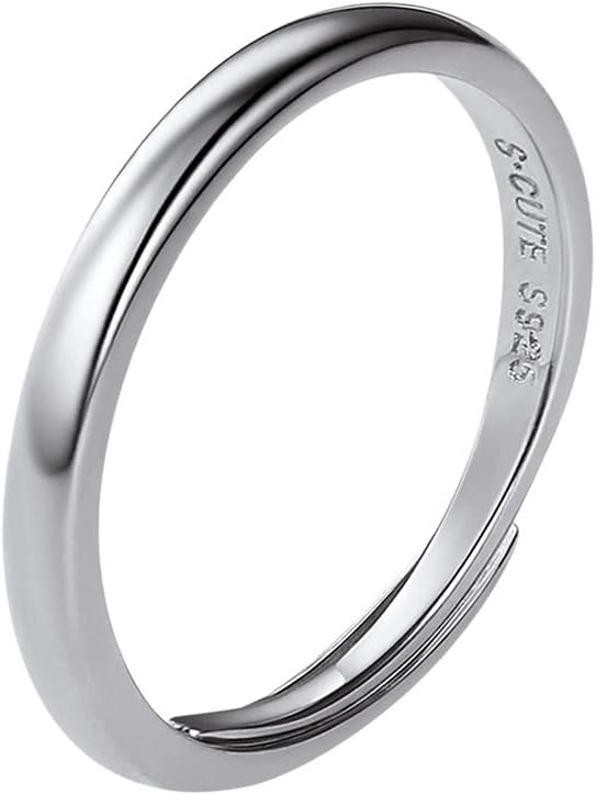 SILVERCUTE 925 Sterling Silver Band Rings Cat Rings for Women,Adjustable 925 Silver/18K Gold Plated Band Ring,Cat/Panda Ring, Sterling Silver, No Gemstone