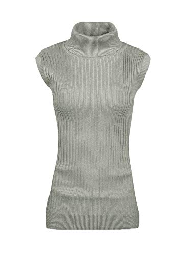 Image of v28 Women Sleeveless High Neck Turtleneck Stretchable Knit Sweater Top
