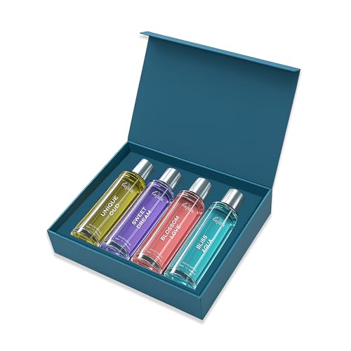 Image of LA PINK Silver Collection Unisex EDP Perfume Valentine Gift Set for Him & Her | Long Lasting Eau De Parfum | Travel-Friendly Fragrance Pack | Gift for Couple | Pack of 4 (25ml each)
