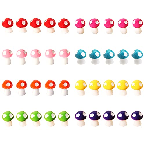 Gotetiso 40 Pièces Champignon Decoration Champignon Miniature en Résine Mini Champignons Micro Paysage Pots de Plantes Décor Jardin Décoration