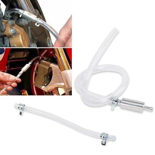 pinflaw 2 PCS Car Brake Exhaust Hose, PVC Rubber + Metal Thickened Pipe Wall One-way Check Valve Easy to Clean Refueling Pipe, Cleaning Repair Accessories, Suitable for Most Motorcycles (Silver)