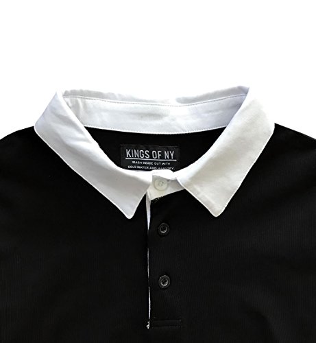 Kings Of NY Solid Mens Long Sleeve Sports Polo Rugby Shirt2