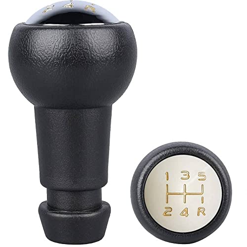 Pomo De 5 Cambios Marcha Coche compatible con GRUPO VAG - Palanca de cambios 5+R - Lista de compatibilidad - apto varilla 18mm - compatible con Peugeot - compatible con Citroën - Amarillo