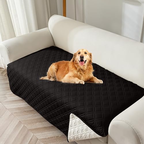 Image of Genina Waterproof Couch Cover, Washable Anti-Slip 51 inch Loveseat Sofa Covers with 2 Cushions, Sectional Couch Covers for Pets Friendly, Sofa Slipcovers for Dogs Cats, (51inch /Black)