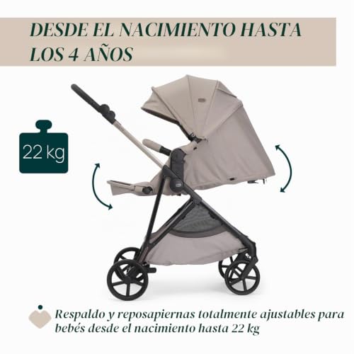 Miniatura 5 de Chicco Cochecito Seety, Cochecito Ligero Y Compacto De 0 Meses A 4 Años, Capacidad Máxima 22 Kg, Cochecito Plegable,Respaldo Reclinable,Cierre Automático Con 1 Movimiento, Capota Parasol Y Cubrelluvia