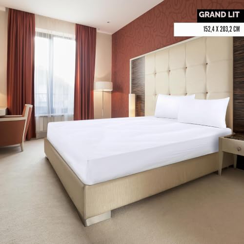 Drap-housse grand lit blanc lot de 6 en microfibre brossée