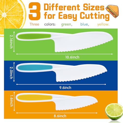 Image of Yeeammk Montessori Toddler Knife Set-3PCS Kids Safe Knives for Real Cooking Kids Cooking Sets Real Cooking Kitchen Tools Toddler Friendly Knives