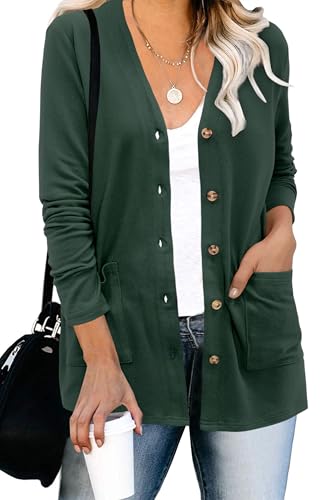 Image of ULTRANICE Women's Cardigan Sweaters Lightweight Long Sleeve Open Front Knitted Button Down Cardigans Tops with Pockets