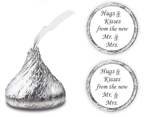 324 Hugs and Kisses from the new Mr. & Mrs. Kiss Wedding Stickers, Chocolate Drops Labels Stickers...