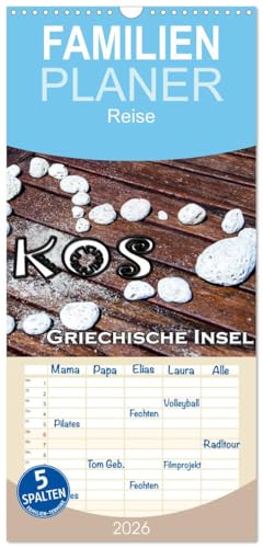 Familienplaner 2026 - Griechische Insel Kos mit 5 Spalten  Wandkalender 21 cm x 45 cm  CALVENDO  Lassen Sie sich verzaubern von der griechischen Insel Kos  CALVENDO Orte
