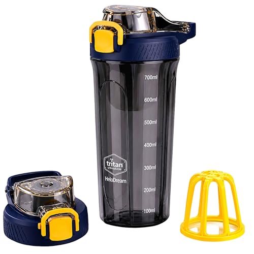 Image of Zyro Premium Tritan Water Bottle 700ml | BPA Free, Leakproof Flip Lock Lid, Wide Mouth Sports Bottle with Cyclone Mixer | Gym, Fitness, Office & Travel Water Bottle (Pack Of 1,BlackYellow)