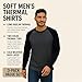 BROOKLYN'S BEST 3 Pack Mens Thermal Shirts - Long Raglan Sleeve Two Color Crew Neck Thermals for Men, Soft Base Layer Cold Weather Undershirts - Assorted Colors (Large)