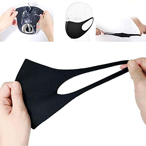 6 pack Fashion Cloth Fabric Face Protection, Unisex Earloop Bandana Balaclava Black Dust Reusable Mask, Washable, Reusable