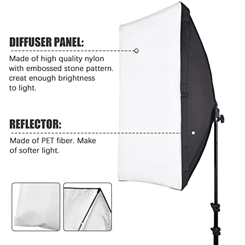 Andoer Kit de Caja de luz para fotografía de Estudio con Caja de luz de 50x70 cm * 1 + Soporte de trípode de Metal de 2M * 1 para transmisión en Vivo Retrato Producto Foto Video - Imagen 4