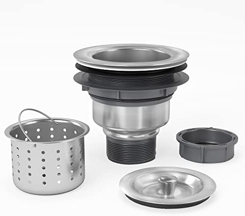 EXAKEY Black Sink Drain 3-1/2 Inch Kitchen Sink Drain Strainer Assembly Kit With Stainless Steel - View #4