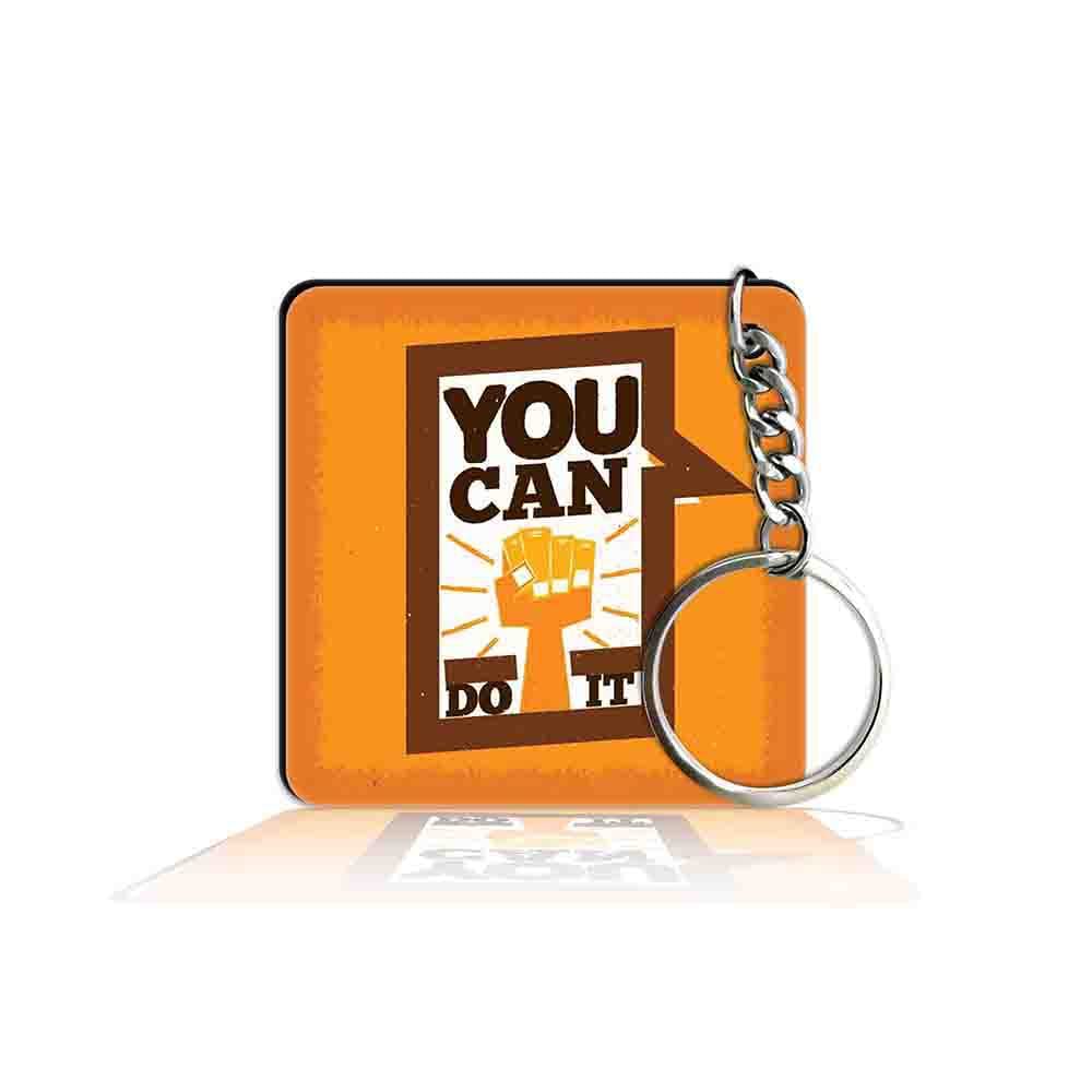 Printed Square Keyring Keychain for Bag Wallet Purse Bike Car Cycle Lock Key House Keys D - You Can Do It-image-20