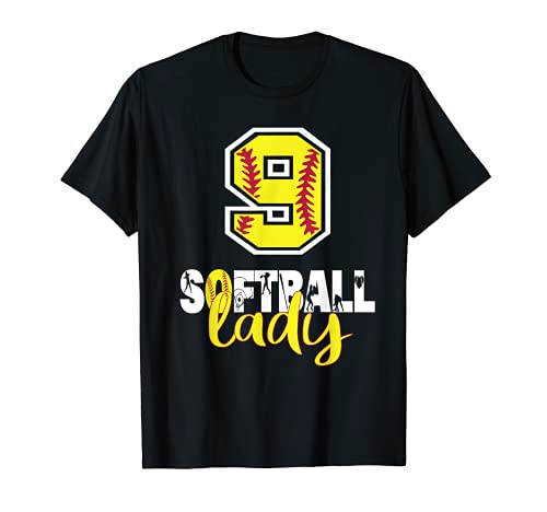 9° compleanno Softball Lady Girl 9 anni Softball Lover Maglietta