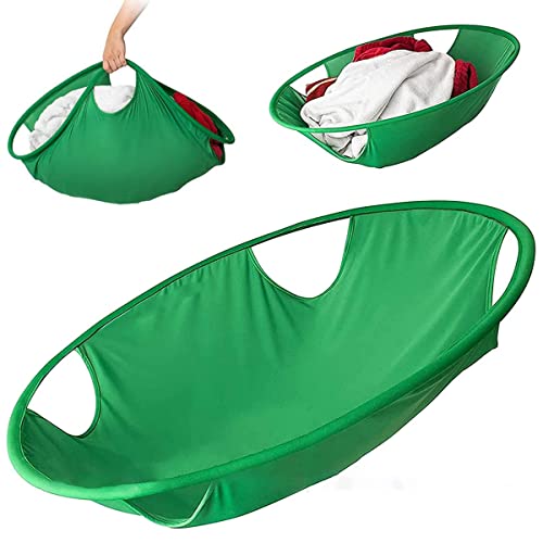 OLIYA Wäschekorb grün | großer Abstellraum | Schlafzimmer Kinder Wäschekorb | großer Aufbewahrungskorb | Bügelkorb Waschküche | faltbarer Ablageraum, super einfach zu bedienen.(26 Zoll) Cover