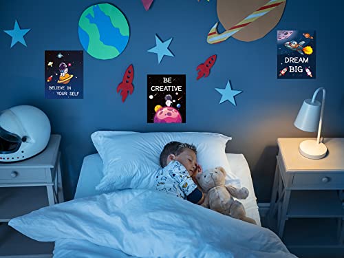 9 Pieces Outer Space Wall Art Prints Spaceship Planet Rocket Posters Decor Motivational Quote Inspirational Pictures For Kids Nursery Bedroom Boys Playroom Classroom College Dorm 8"X 10" Unframed #TOP2