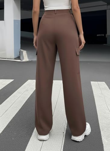 Image of GRECIILOOKS Cargo Pants For Woman | Trousers For Womans |High Waist Trouser for Women - Flared Parachute Pants with Side Pockets |Womens Cargo Pant | Elegant for College & Events (Available in Plus Size)