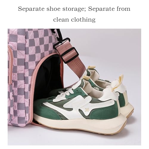 Duffle Bag for Travel - Large Capacity Duffel Pack,Waterproof Plaid Travel Bag with Shoe Compartment for Camping Swimming Beach Swim Pool Sports Gym 7