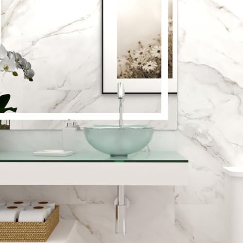 Cuba Pia de Apoio Vidro 29cm Redonda e Válvula Cromada Para Banheiro Lavabo