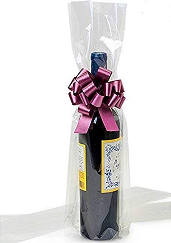 A1 Bakery Supplies 10 Clear Cello/Cellophane Wine bottle bag - 4" x 2.5" x 17" Gusset bags