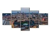 Wall Art for Living Room Comerica Park Wall Paintings Detroit Michigan USA Pictures for Bedroom Open-air Ballpark Home Decor 5 Panels Artwork Framed Ready to Hang Posters and Prints (60''Wx 32''H)
