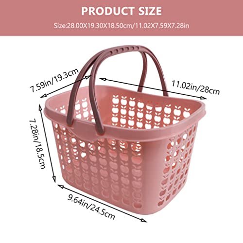 Yarnow Plastic Shopping Basket With Handles, Pink Shopping Basket, Plastic Grocery Shopping Basket With Handles For Retail Store (11 X 7.9 X 7.5 Inch) #TOP2