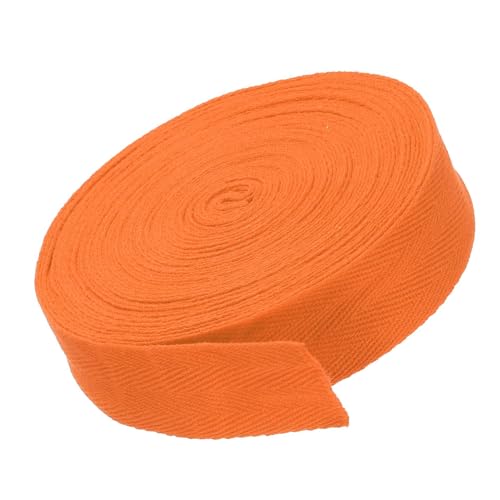 Boxonly 1"/2.5cm Cotton Twill Tape 10 Yards Cotton Ribbon Bias Binding Tape Herringbone Webbing Trim for Sewing Gift Wrapping Craft DIY Orange