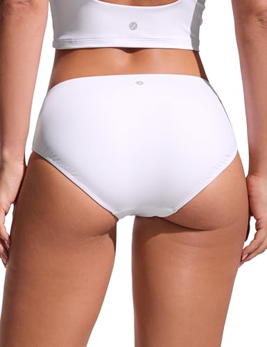 Image of CRZ YOGA Mid Waisted Bikini Bottoms | Mid Cut Leg, Medium Bum Coverage, Full Lining, Swim, Bathing Suit Briefs for Women