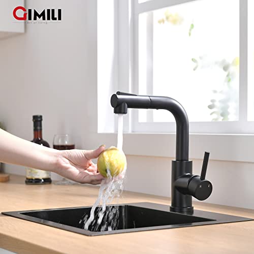 Gimili Modern Bar Sink Faucet For Kitchen Sink Single Handle With Pull Out Sprayer Hot And Cold Prep Sink Faucet Matte Black thumb #4