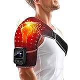 Red Light Therapy for Shoulder with Heat & Massage, 6 Modes 5000mAh Cord-Free Controller Infrared Light with 216 Beads 660nm & 850nm Portable Heated Shoulder Pad, Last 110-240mins