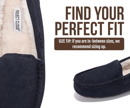 Image of Project Cloud 100% Genuine Leather Slippers for Women - Fur Lined Outdoor Slippers for Women Footwear with Memory Foam - Stylish Womens Moccasin (Cathi)