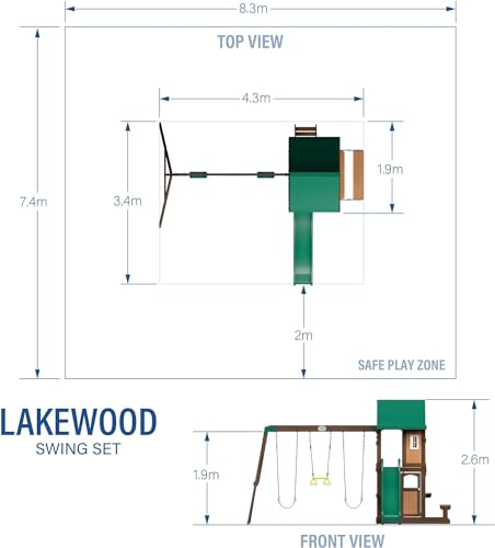 Backyard Discovery Lakewood Cedar Wood Swing Set with Wave Slide, Clubhouse, Playhouse, Snack Bar Window, Picnic Area, Belt Swings, Trapeze, Full Front Door, Windows, Step Ladder, Outdoor Playset - image 8