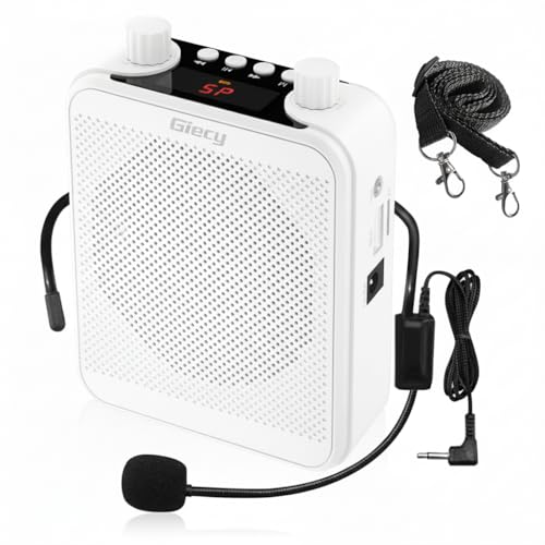 Giecy 30W Portable Voice Amplifier with Wired Microphone Headset, 2800mAh Rechargeable PA System Speaker Personal Microphone Speech Power Amplifiers Loudspeaker for Teachers/Metting/Tour Guide by Giecy - Used condition - US$17.16