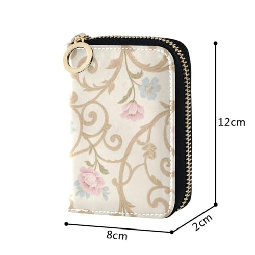Pink Peony Flowers leather card wallet for women With 2 cash slot RFID Blocking womens credit card holder with zipper4