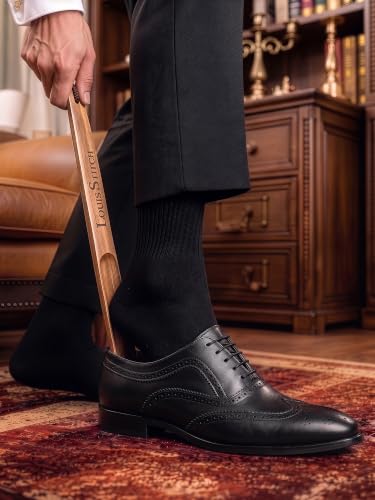 Image of LOUIS STITCH Premium Wooden Shoe Horn | Natural Shoe Horn | Handmade Wooden Shoe Wear Helper with Loop | LSAC-SH