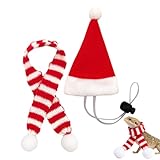 Huhn-Outfits, Weihnachtsmann-Thema, kleine Tier-Weihnachtsmütze mit verstellbarem Kinnriemen, für Henne, Hamster, Kaninchen, Kätzchen, Welpen, Eidechsen, Bauernhof-Dekoration
