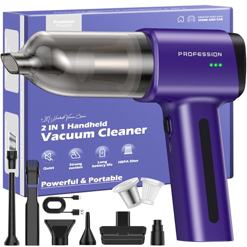 Bemkia Aspirador de Mano, 28000Pa Mini Aspirador Recargable 4 en 1 con Motor sin Escobillas - Aspiradora Portátil sin Cable para Coche, Oficina, Hogar y Cocina (Morado) Bemkia Aspirador de Mano, 28000Pa Mini Aspirador Recargable 4 en 1 con Motor sin Escobillas - Aspiradora Portátil sin Cable para Coche, Oficina, Hogar y Cocina (Morado)
