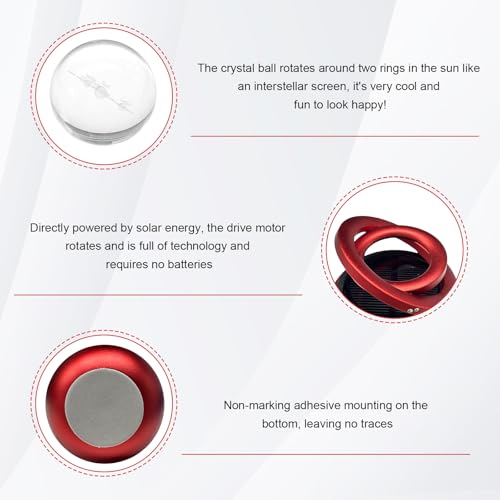 Image of Car Solar Energy Air Freshener, Solar Powered Rotating Air Purifier Aromatherapy Diffuser, Rotatable Interior Fragrance for Car Office Home Decoration, Car Accessories (Red)