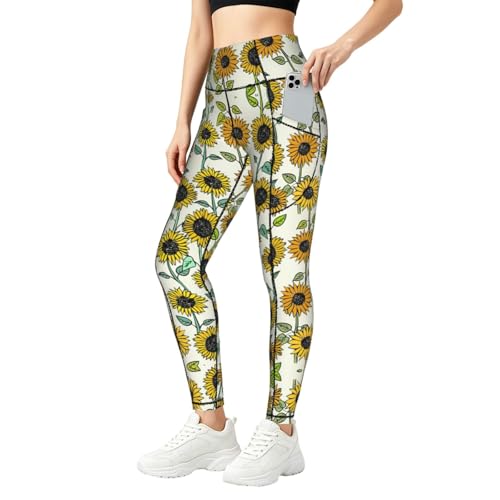 Leggings de compresión para mujer que estilizan la figura con estampado de girasoles