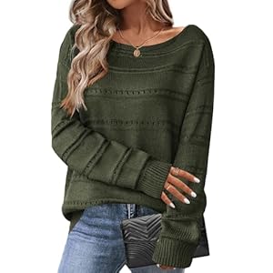 Zeagoo Womens Sweaters Cute Long Sleeve Off The Shoulder Pullover Tops Hollow Out Crochet Dressy Casual Outfits