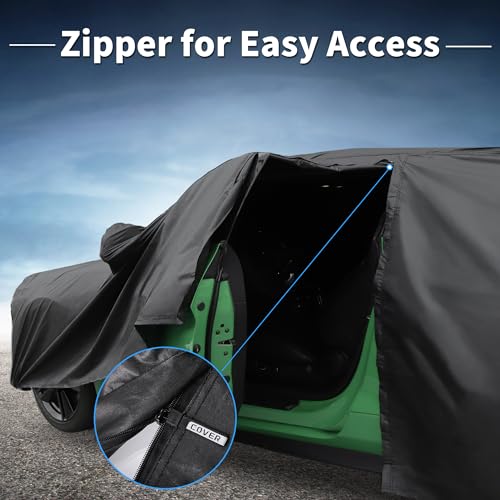 Image of X AUTOHAUX Car Cover for Kia Soul Aluminum Film Outdoor Waterproof Sun Rain Snow Hail Protection with Driver Door Zipper